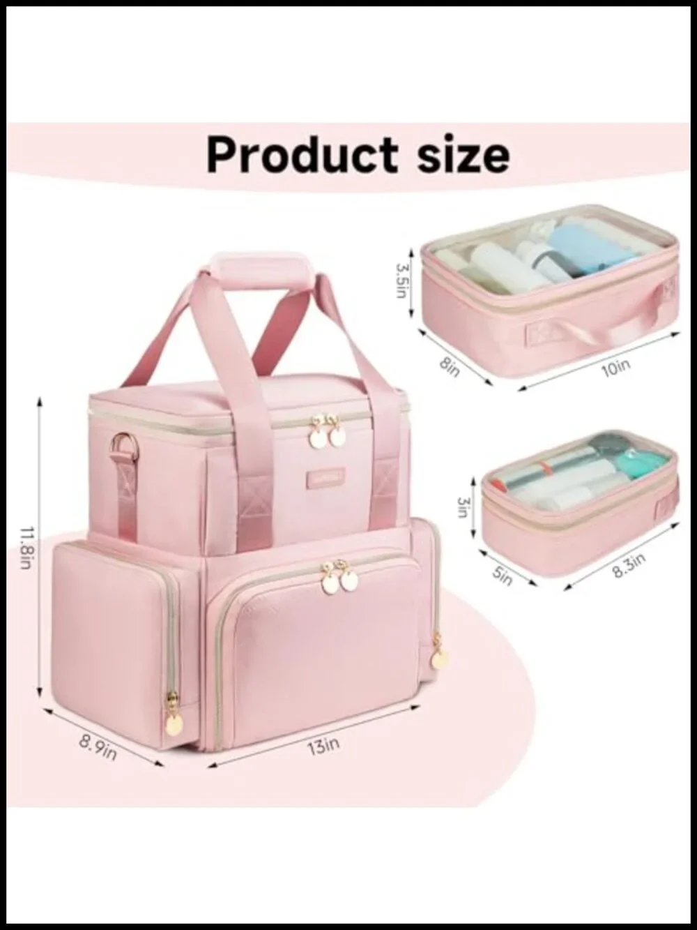 Extra Large Makeup Bag with 3 Detachable Pouches and Dividers
